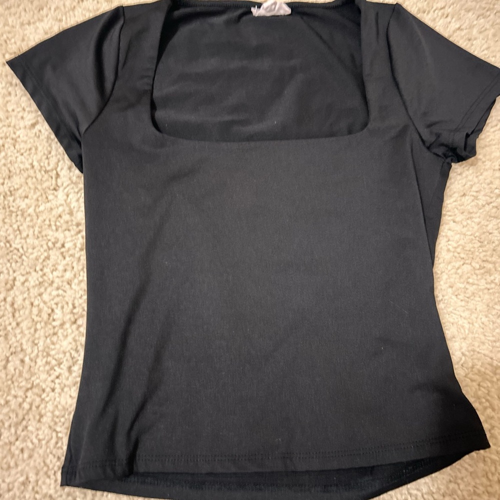 Elegant Black Short Sleeve Women's Top